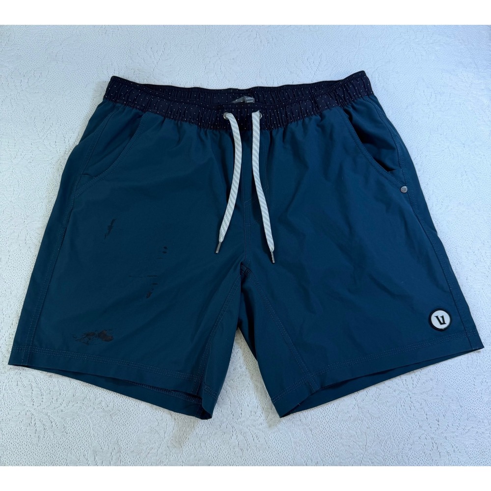 Vuori Kore Shorts Mens Large Blue Teal Unlined Athletic Gym Training V388 FLAW